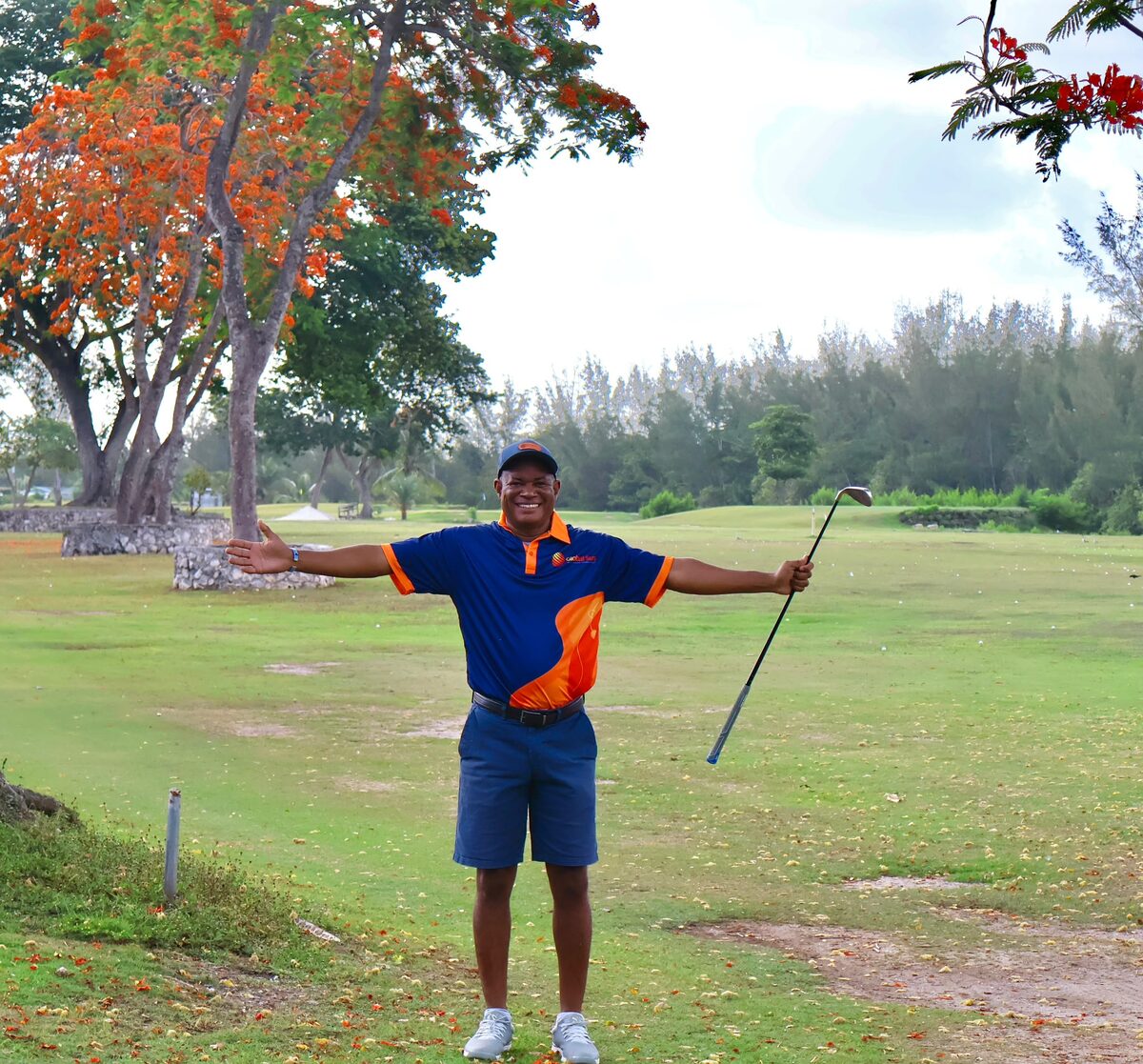 A Global Sun Integration player celebrates on the fairway