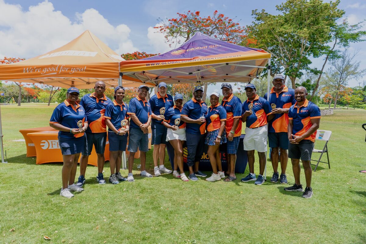 The Global Sun Integration team with their trophies after winning 1st Place at the Banker's Athletics Association Golf Tournament